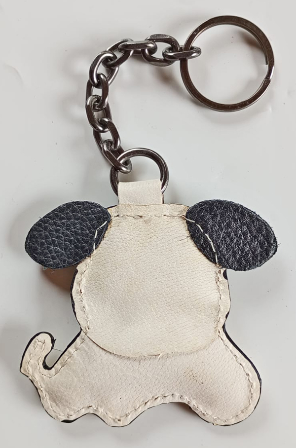 Pug Leather Keychain By VANCA - Handmade In Japan, Collectible Dog Keyring